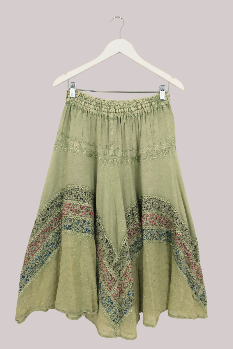 Embroidered A-Line Midi Skirt in - Free Size by All About Audrey