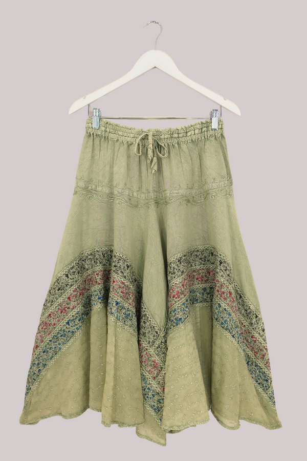 Embroidered A-Line Midi Skirt in - Free Size by All About Audrey