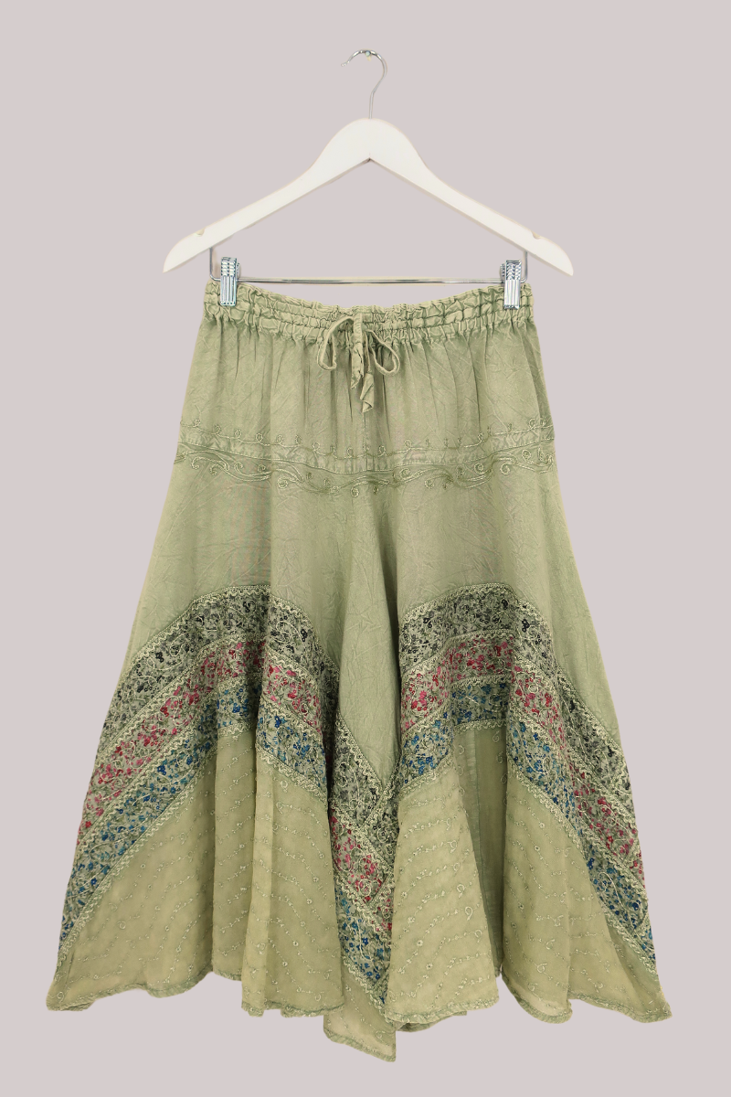 Embroidered A-Line Midi Skirt in - Free Size by All About Audrey