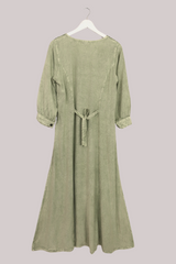 Indian Embroidered Half-Sleeve Maxi in Dusty Sage by All About Audrey