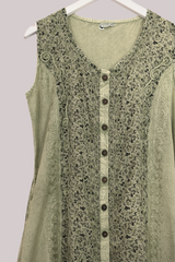 Embroidered Sleeveless Kaftan Midi in Dusty Sage Floral by All About Audrey