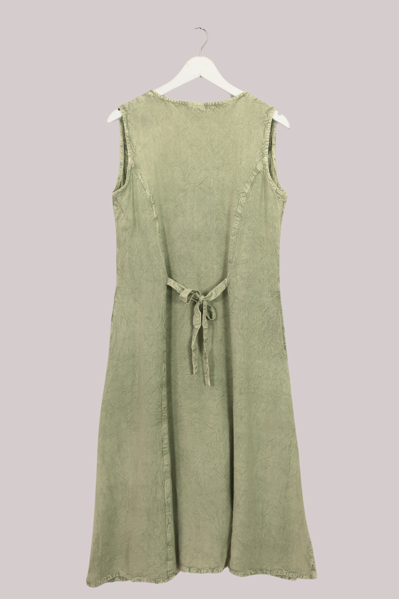 Embroidered Sleeveless Kaftan Midi in Dusty Sage Floral by All About Audrey
