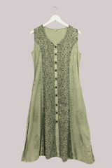 Embroidered Sleeveless Kaftan Midi in Dusty Sage Floral by All About Audrey