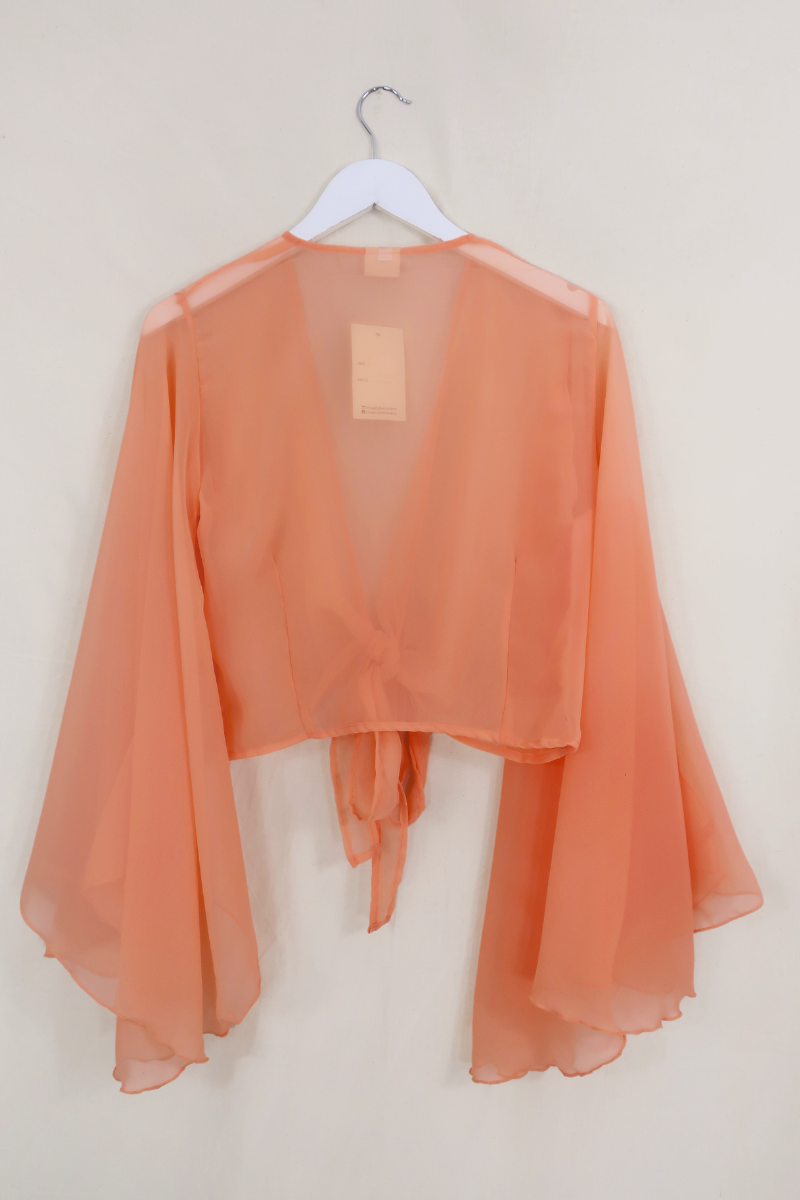 Virgo Sheer Wrap Top in Salt Pink by All About Audrey