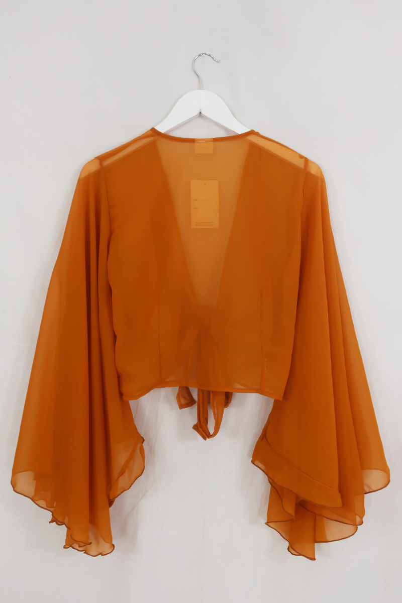 Virgo Sheer Wrap Top in Sea Glass Amber by All About Audrey