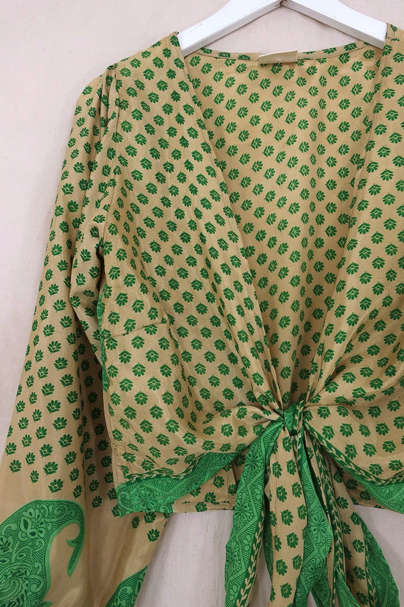SALE Lola Wrap Top Seafoam & Sand Ferns by All About Audrey