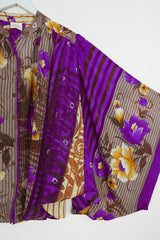 Ophelia Blouse - Secret Garden Blue & Oak Floral - Vintage Sari - Free Size by All About Audrey