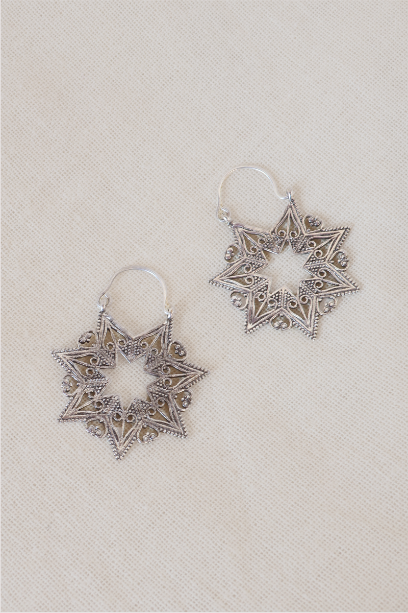 September Snowflakes Silver Plated Earrings