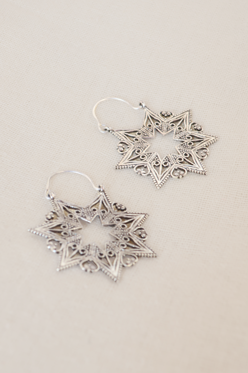 September Snowflakes Silver Plated Earrings