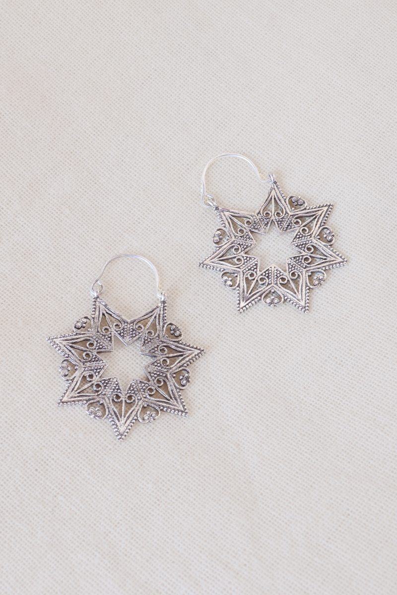 September Snowflakes Silver Plated Earrings