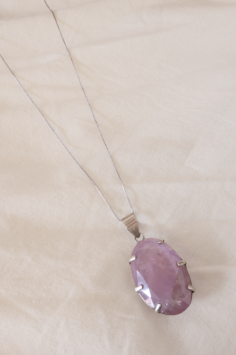 Set Amethyst Silver Plated Necklace
