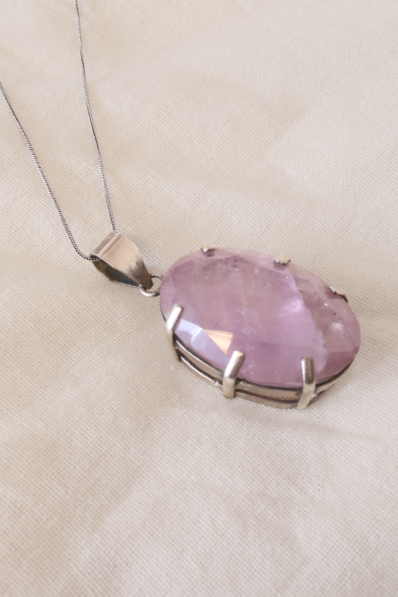 Set Amethyst Silver Plated Necklace