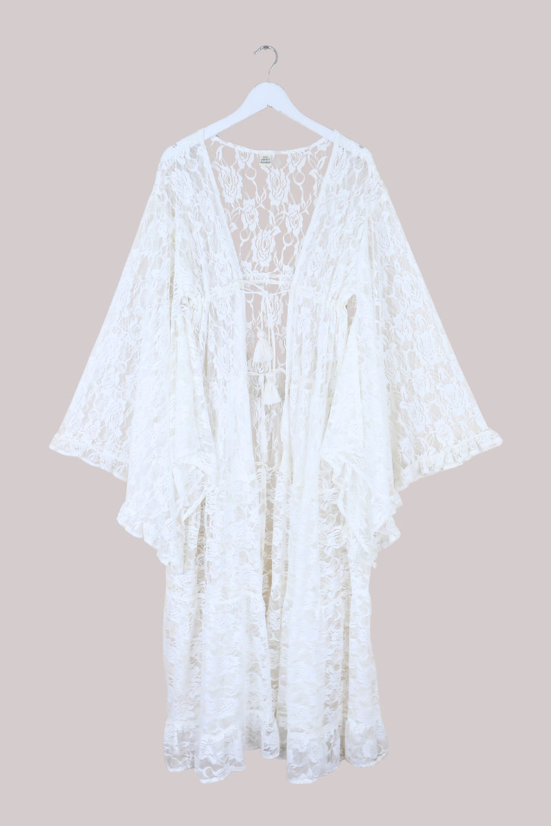 Circe Maxi Gown in White Swan Chantilly Lace