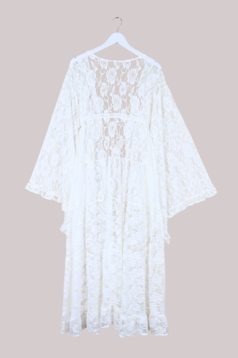 Circe Maxi Gown in White Swan Chantilly Lace