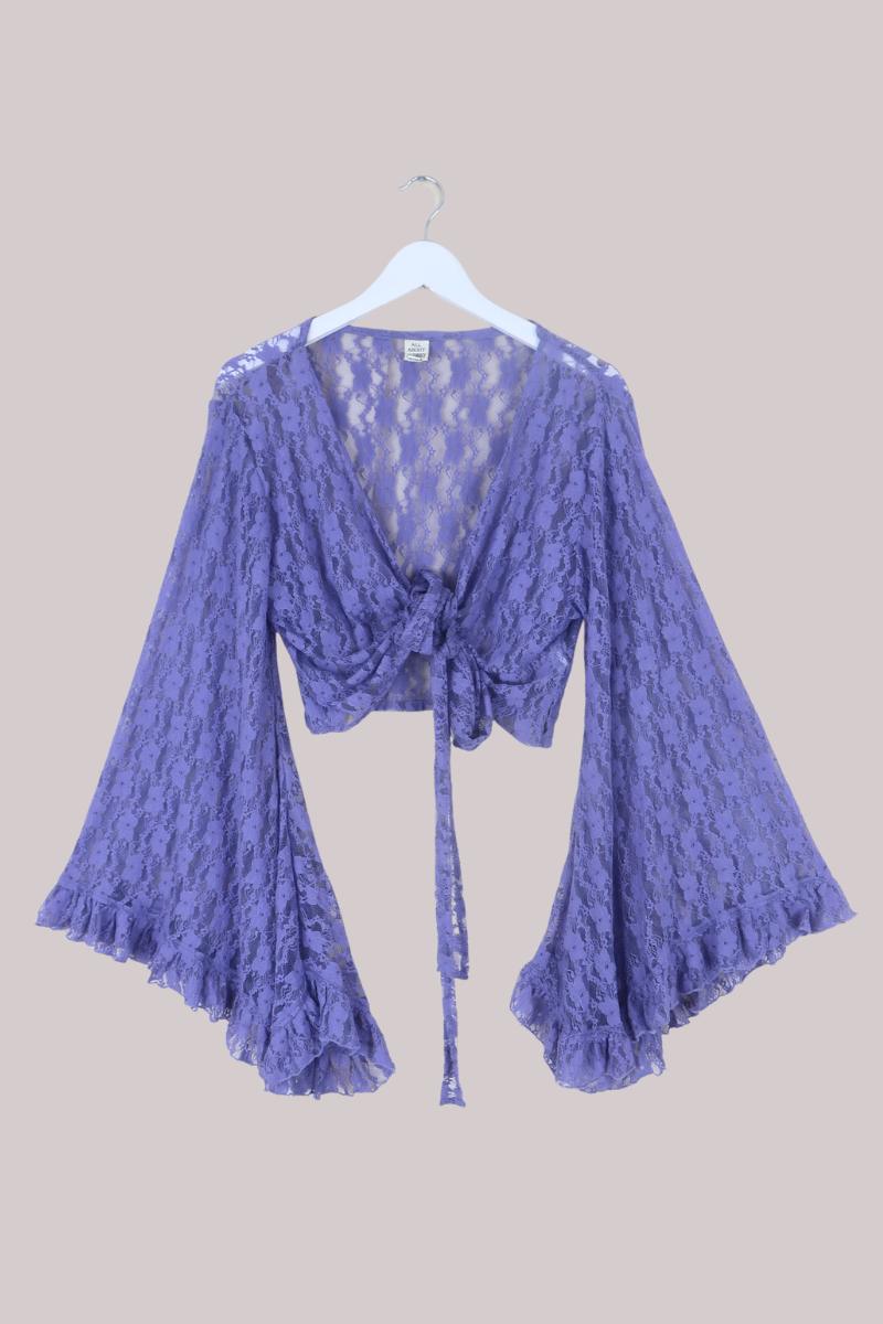 Venus Wrap Top in Periwinkle Purple Chantilly Lace