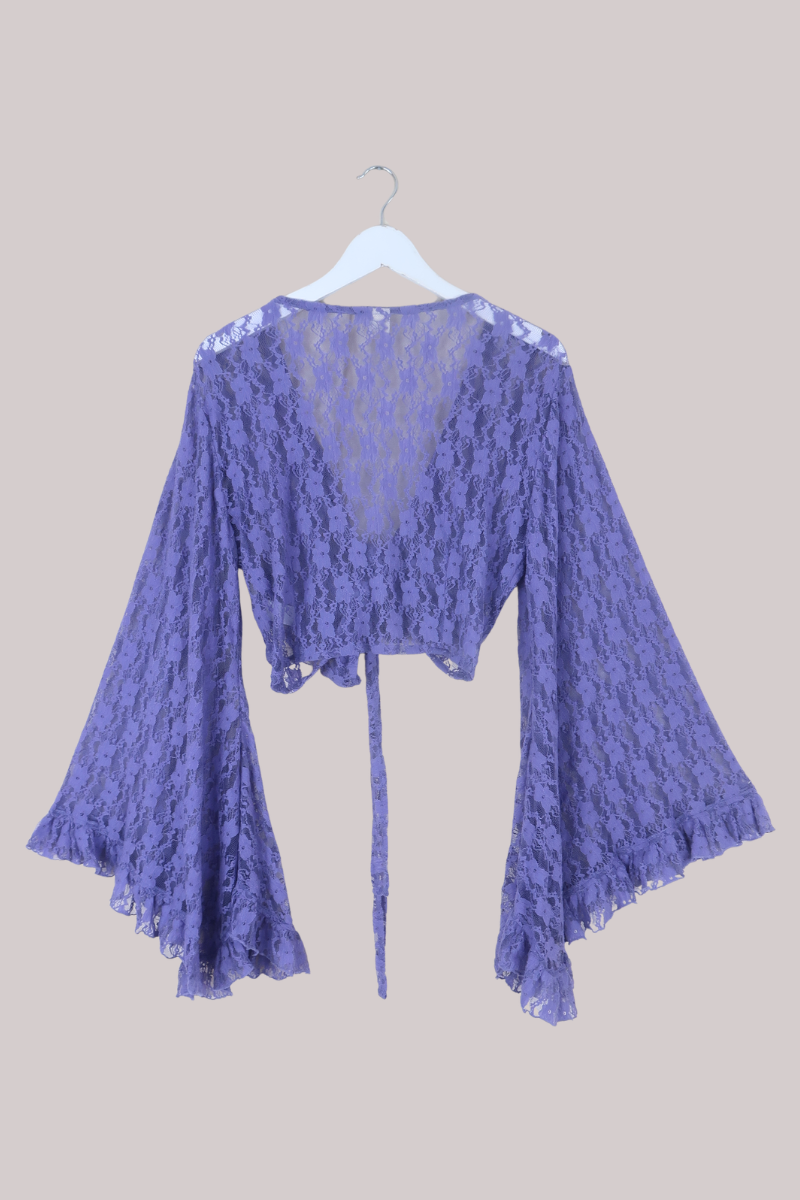 Venus Wrap Top in Periwinkle Purple Chantilly Lace