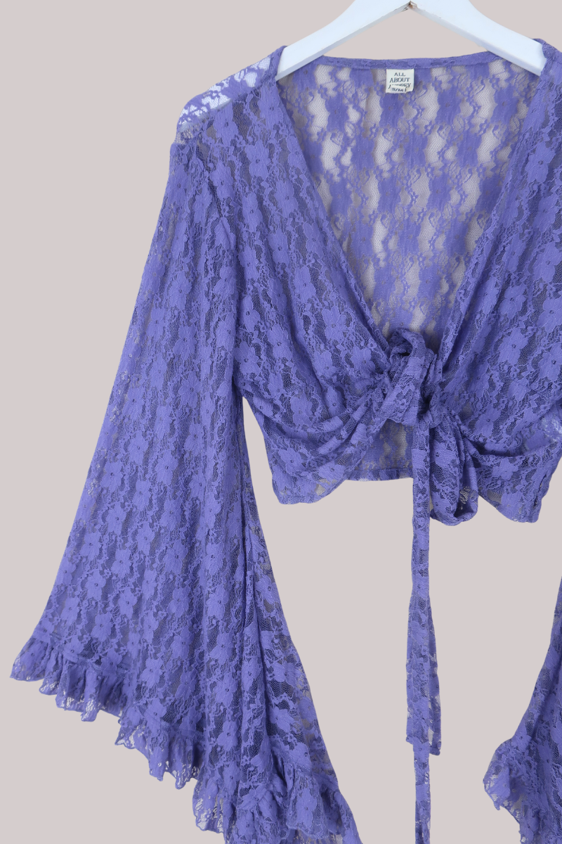 Venus Wrap Top in Periwinkle Purple Chantilly Lace