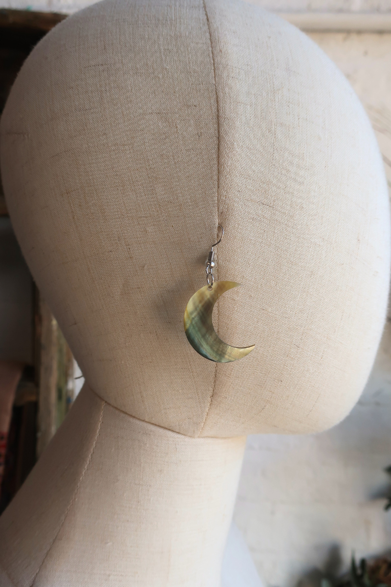 Crescent Moon Nacre Shell Earrings by All About Audrey