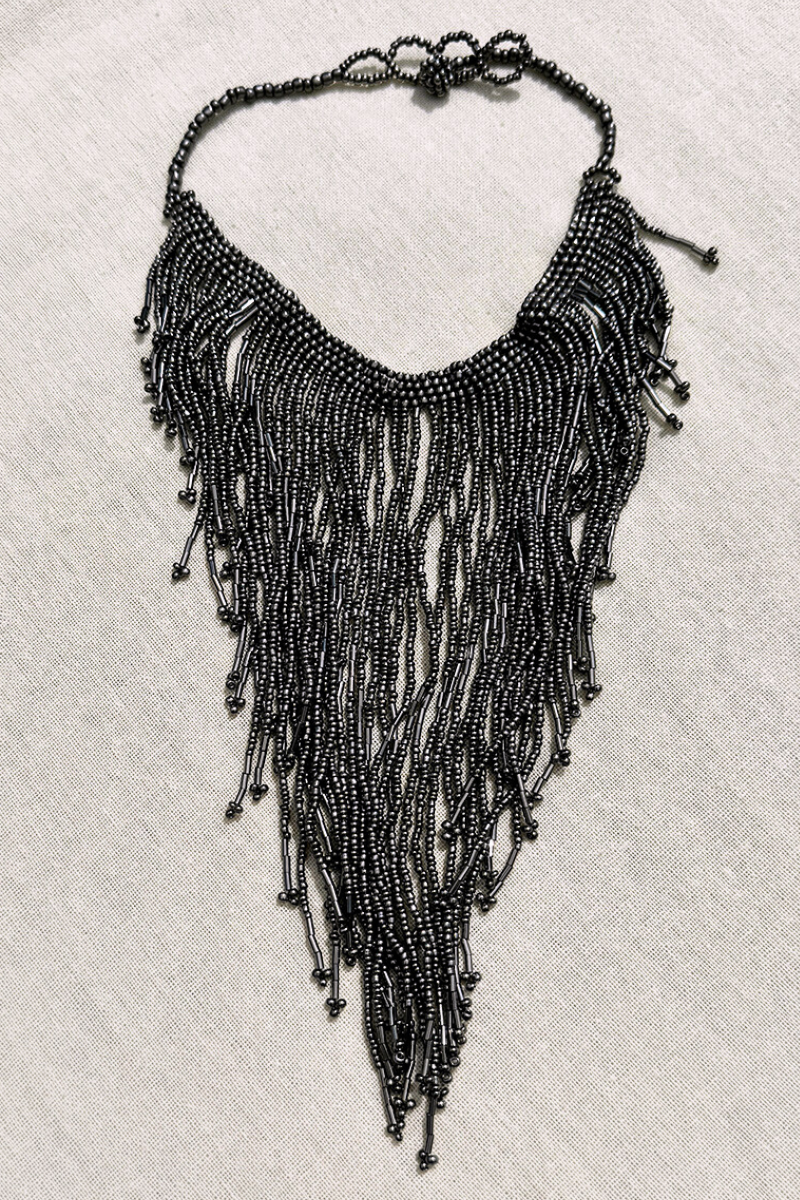 Gunpowder Grey Waterfall Beaded Necklace by All About Audrey