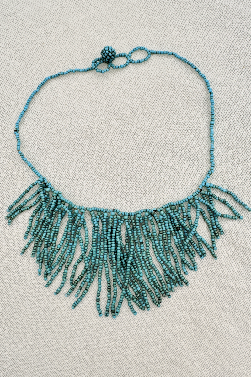 Turquoise Fringe Beaded Necklace by All About Audrey