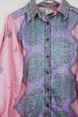 Bonnie Shirt Dress - Sherbert Outlaw Paisley - Vintage Indian Sari - Size M/L By All About Audrey