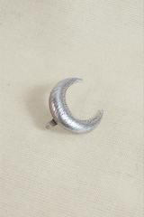 Big Crescent Moon Silver Plated Ring