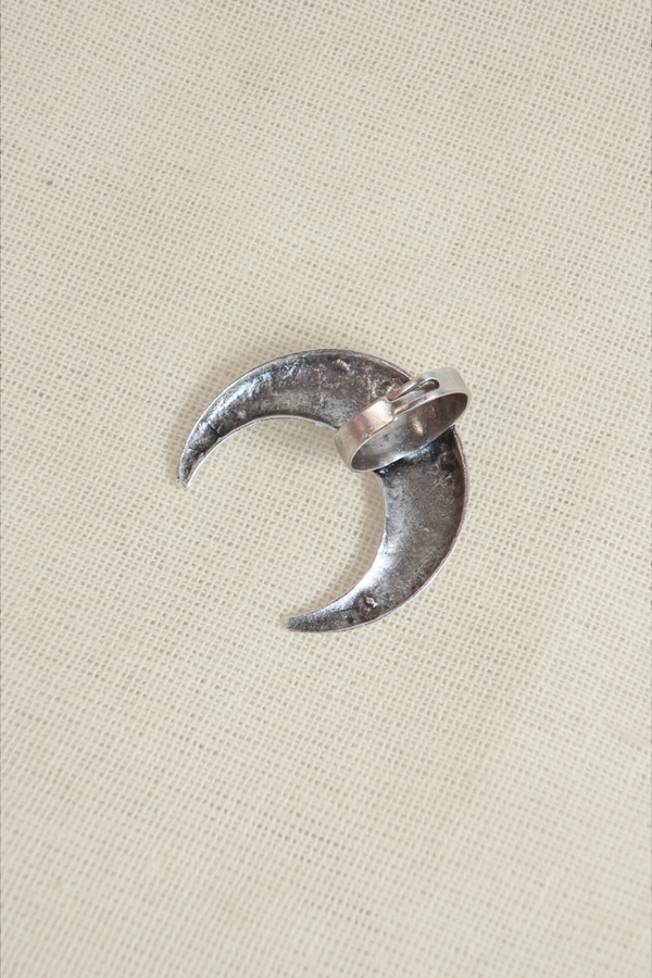Big Crescent Moon Silver Plated Ring