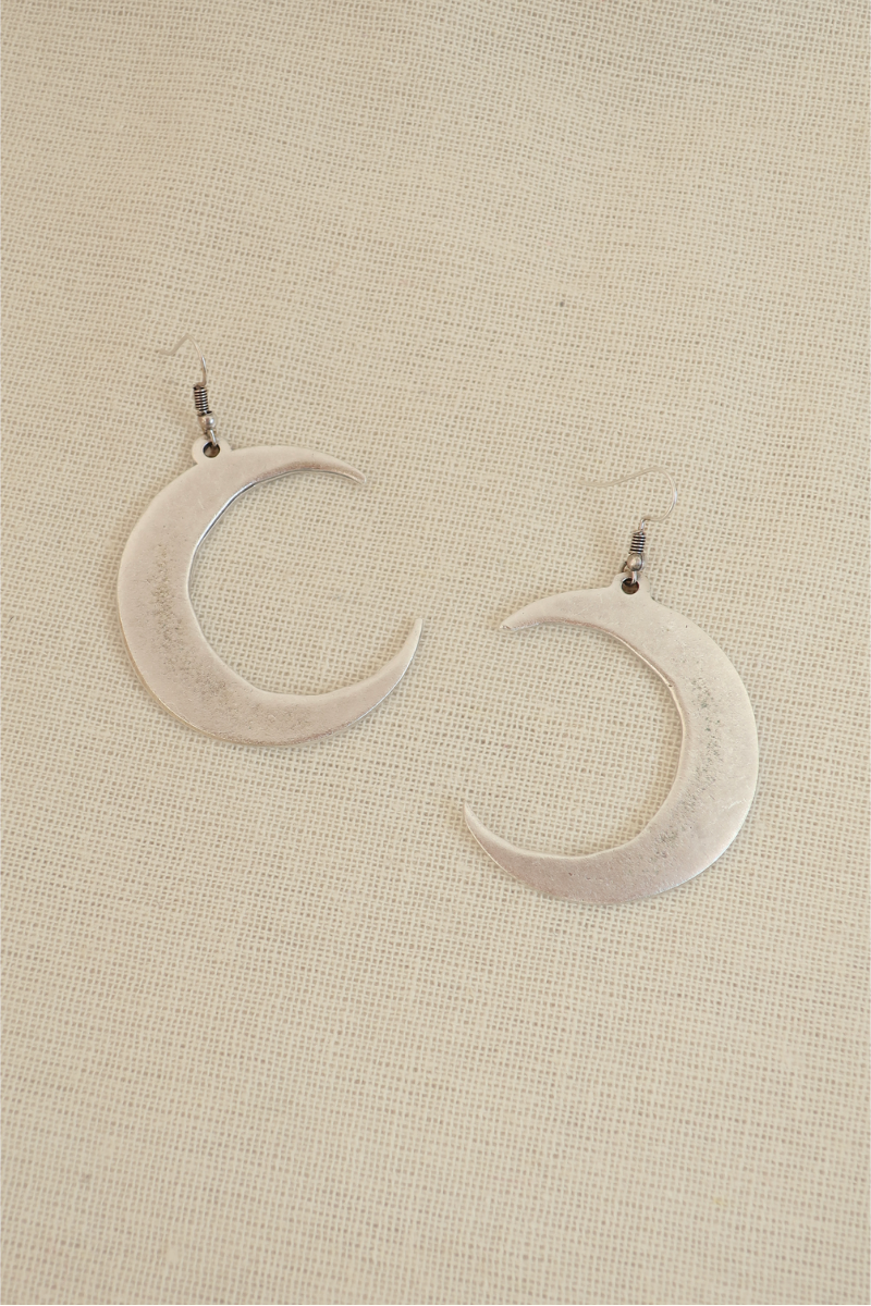 Waxing & Waning Moons Silver Plated Earrings