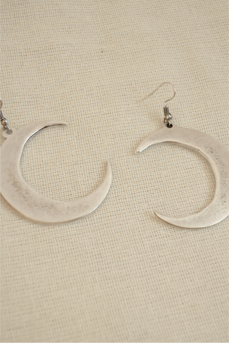 Waxing & Waning Moons Silver Plated Earrings