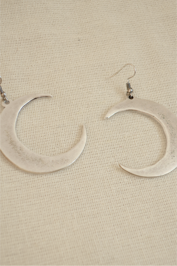 Waxing & Waning Moons Silver Plated Earrings