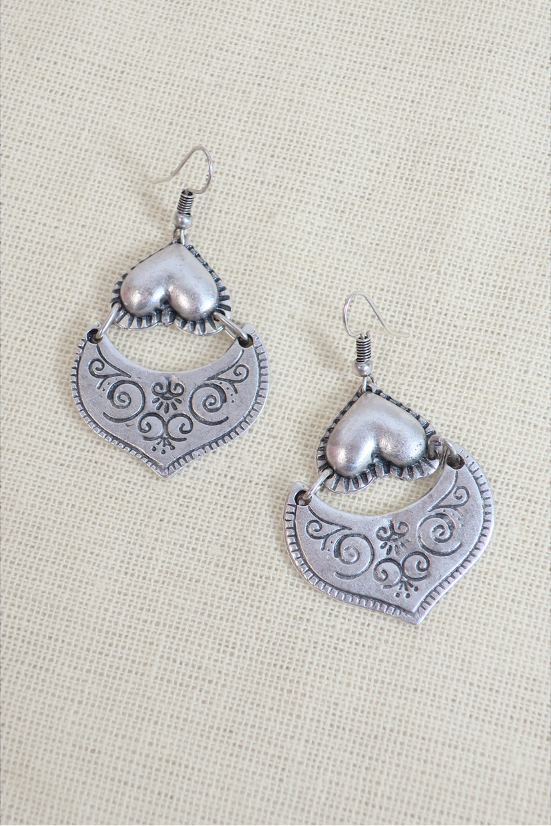 Prairie Heart Silver Plated Earrings