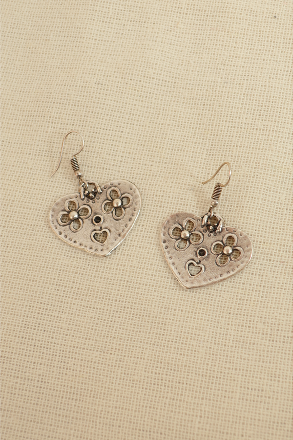 Queen Of Hearts Silver Plated Earrings