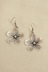 Periwinkle Flower Silver Plated Earrings
