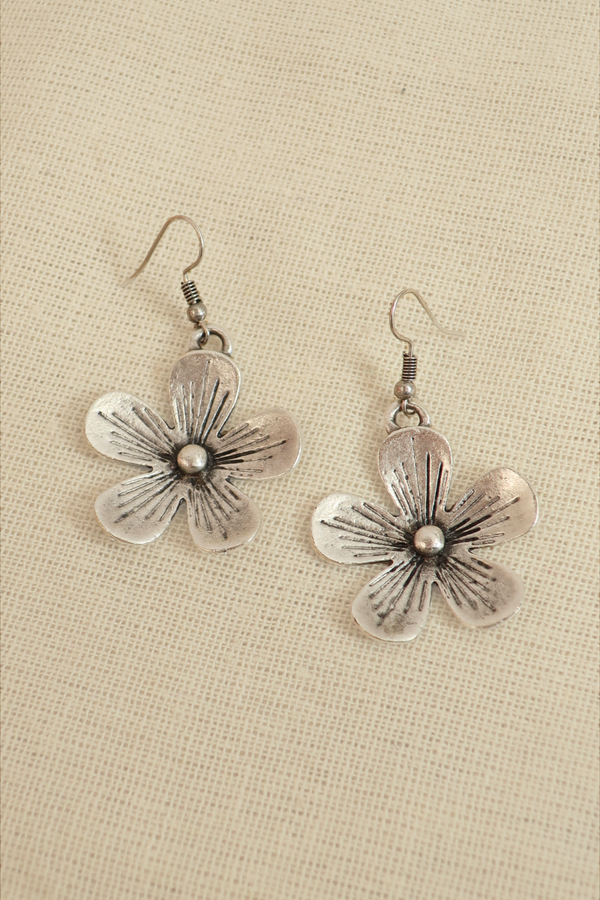 Periwinkle Flower Silver Plated Earrings