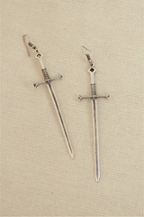 Broad Sword Silver Plated Earrings