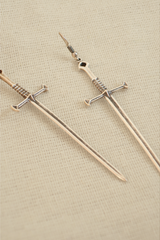 Broad Sword Silver Plated Earrings