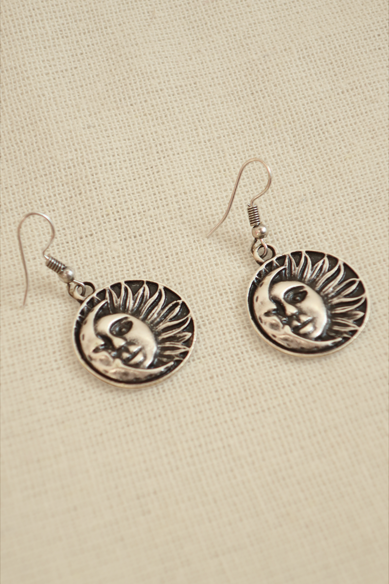 Eclipse's Embrace Silver Plated Earrings