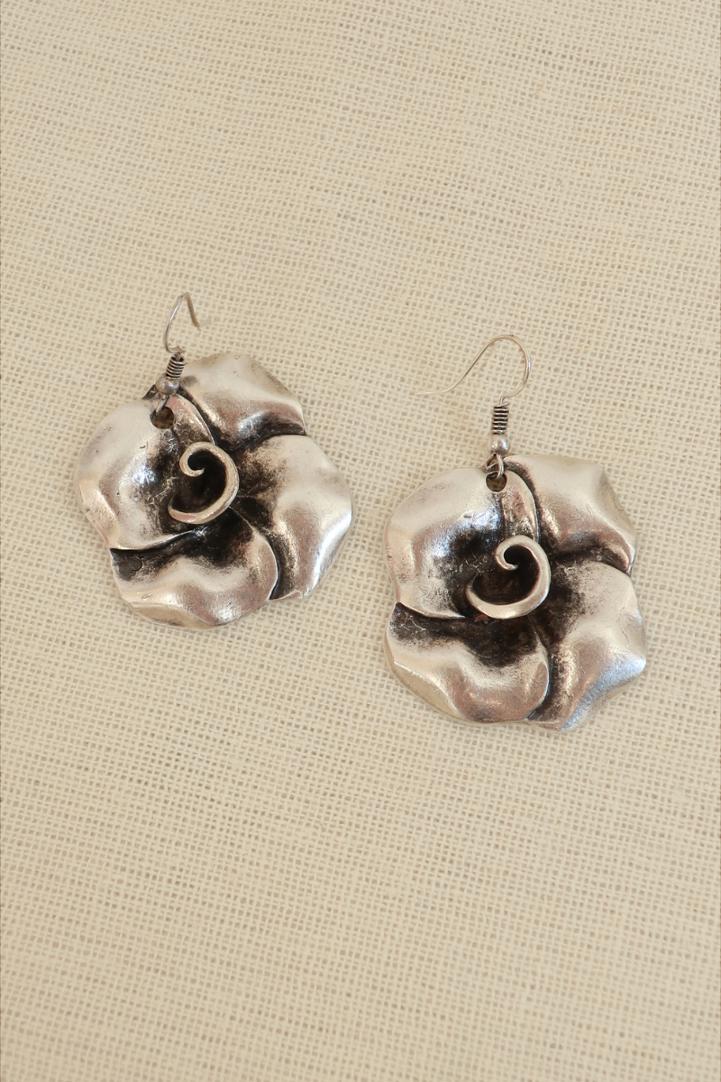 Rose Petal Silver Plated Earrings