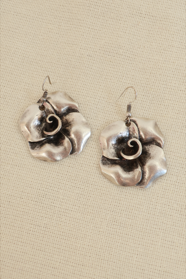 Rose Petal Silver Plated Earrings