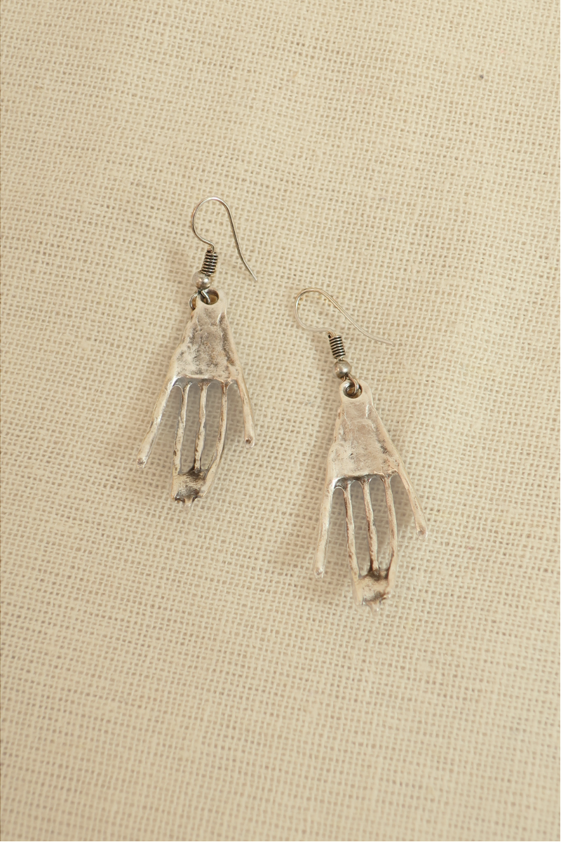 'Whose Hand Is On My Shoulder?' Silver Plated Earrings
