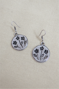 Stamped Floral Silver Plated Earrings