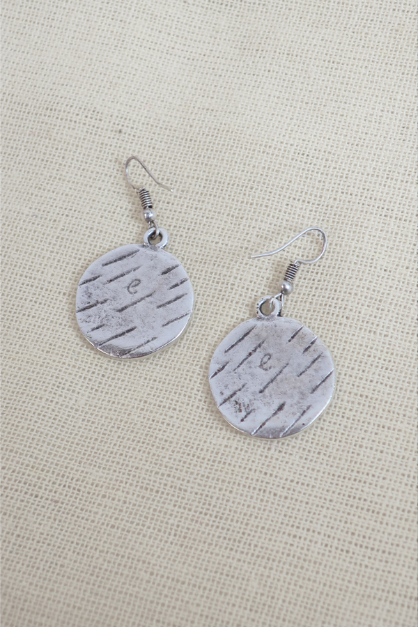 Stamped Floral Silver Plated Earrings