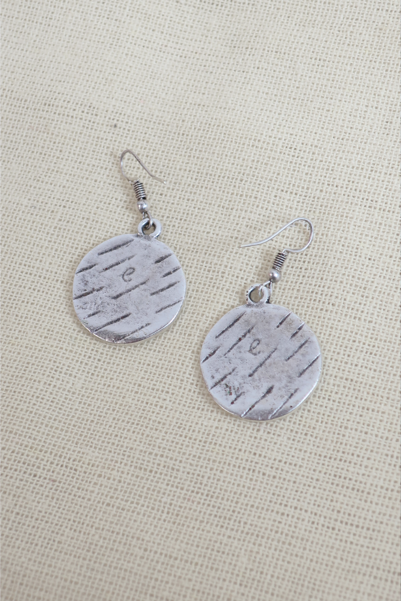 Stamped Floral Silver Plated Earrings