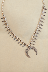 Crescent Moon Medallion Silver Plated Turkish Necklace