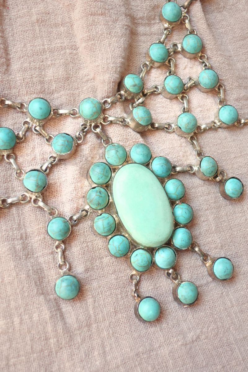 Turquoise Statement Necklace in Silver