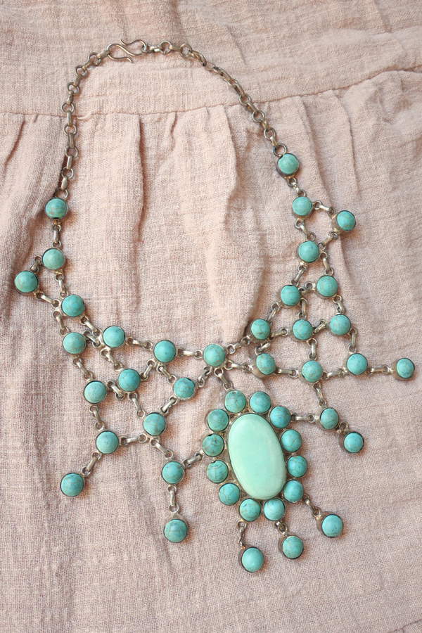 Turquoise Statement Necklace in Silver