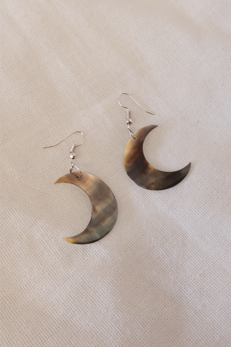 Small Crescent Moon Nacre Shell Earrings
