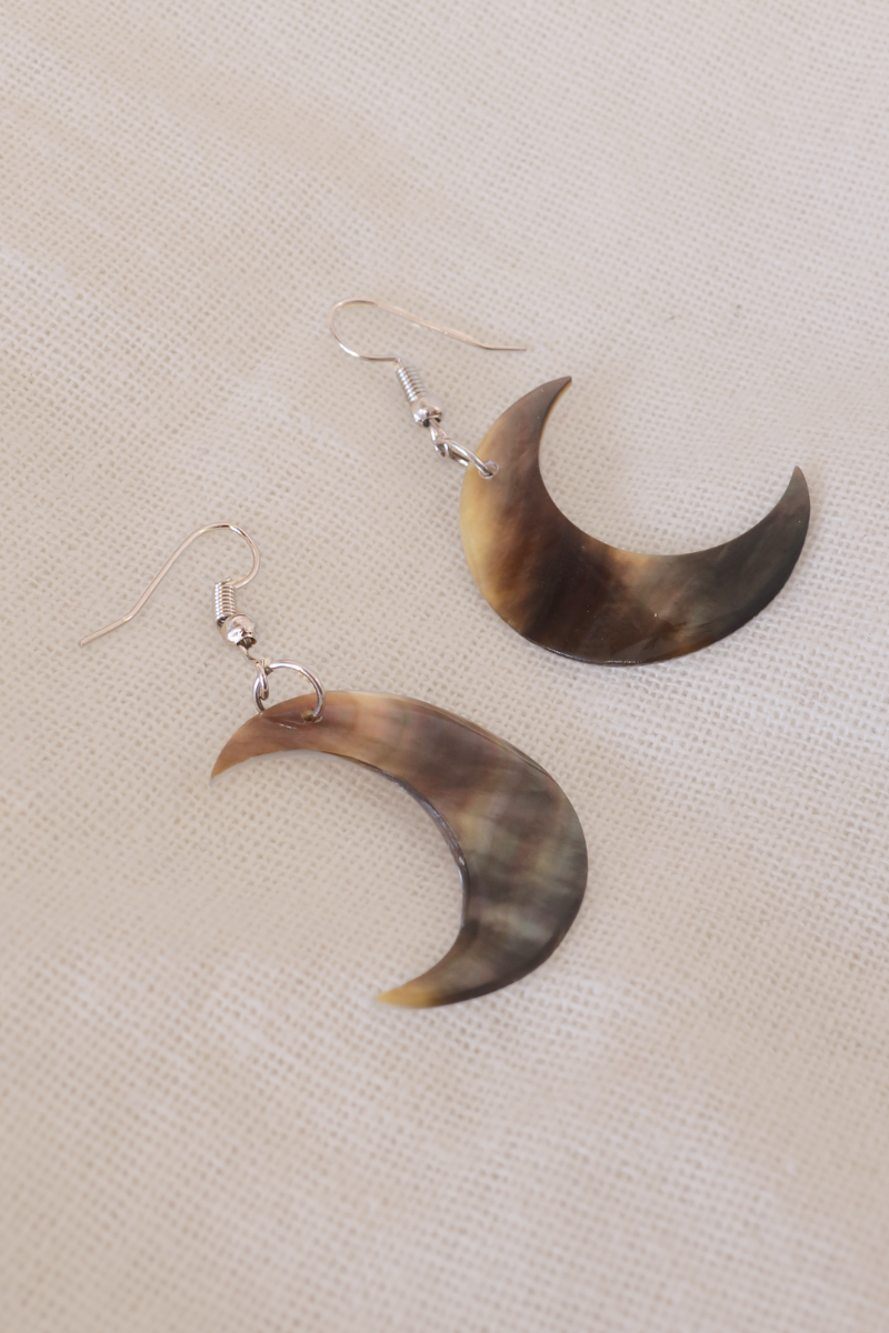 Small Crescent Moon Nacre Shell Earrings