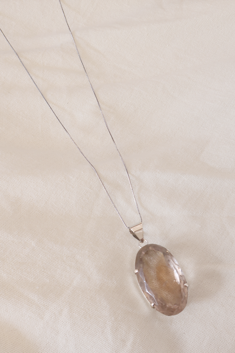 Smokey Quartz Stone Silver Plated Necklace