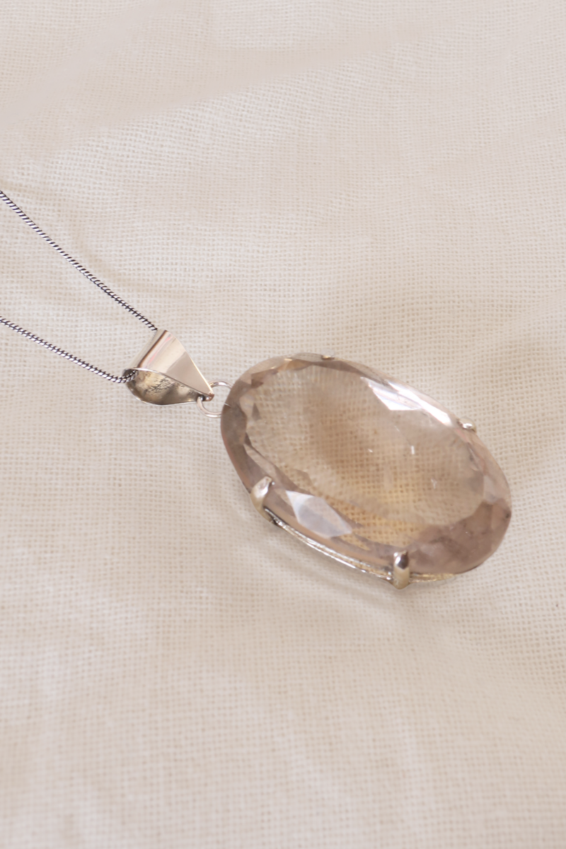 Smokey Quartz Stone Silver Plated Necklace